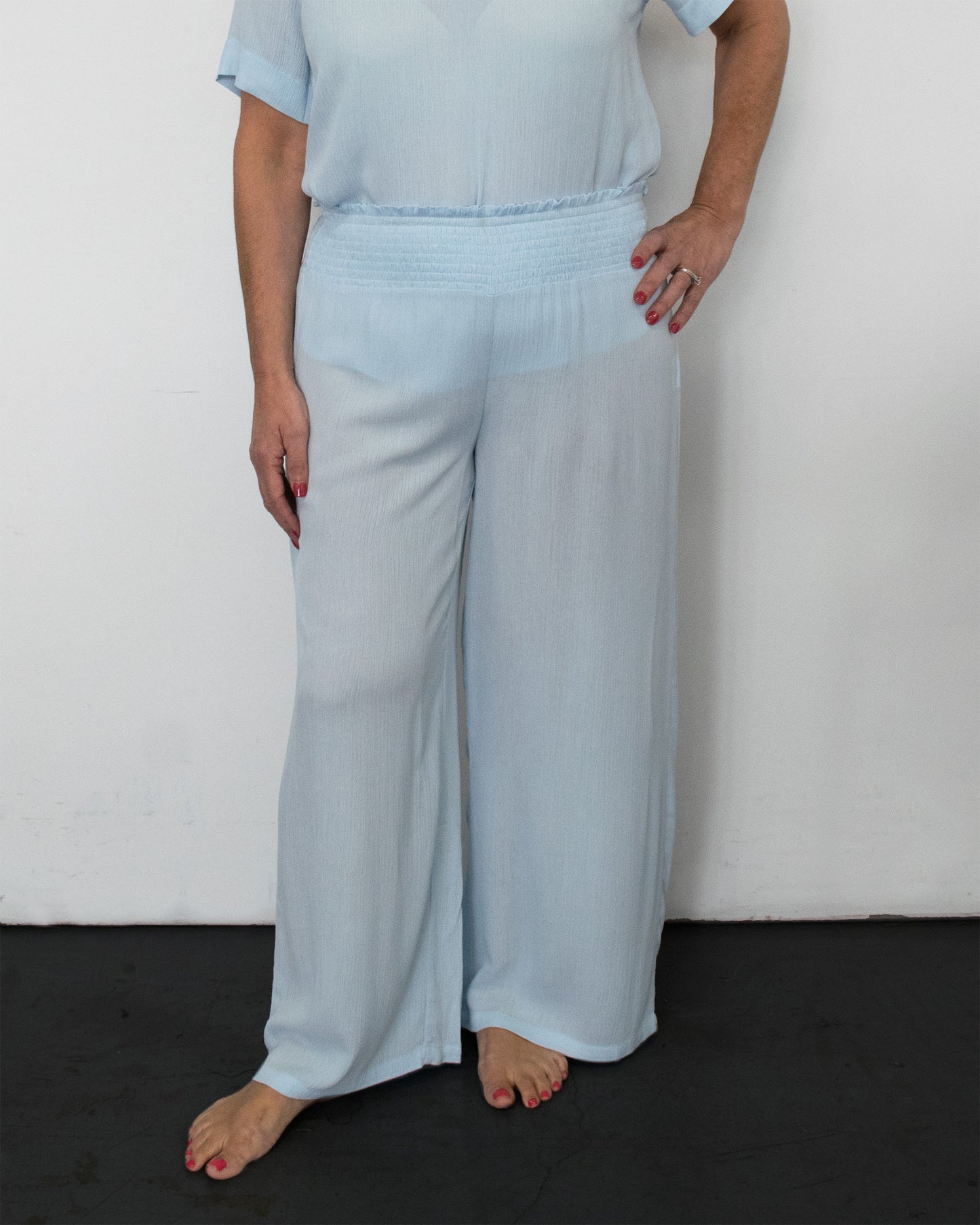SHIR WAIST WIDE LEG PANT