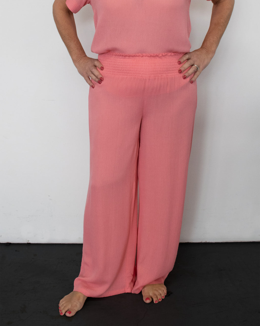 SHIR WAIST WIDE LEG PANT