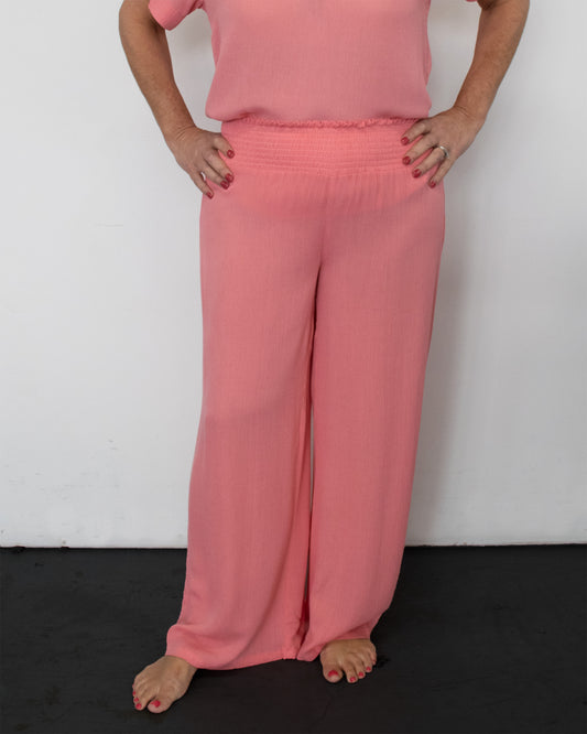 SHIR WAIST WIDE LEG PANT