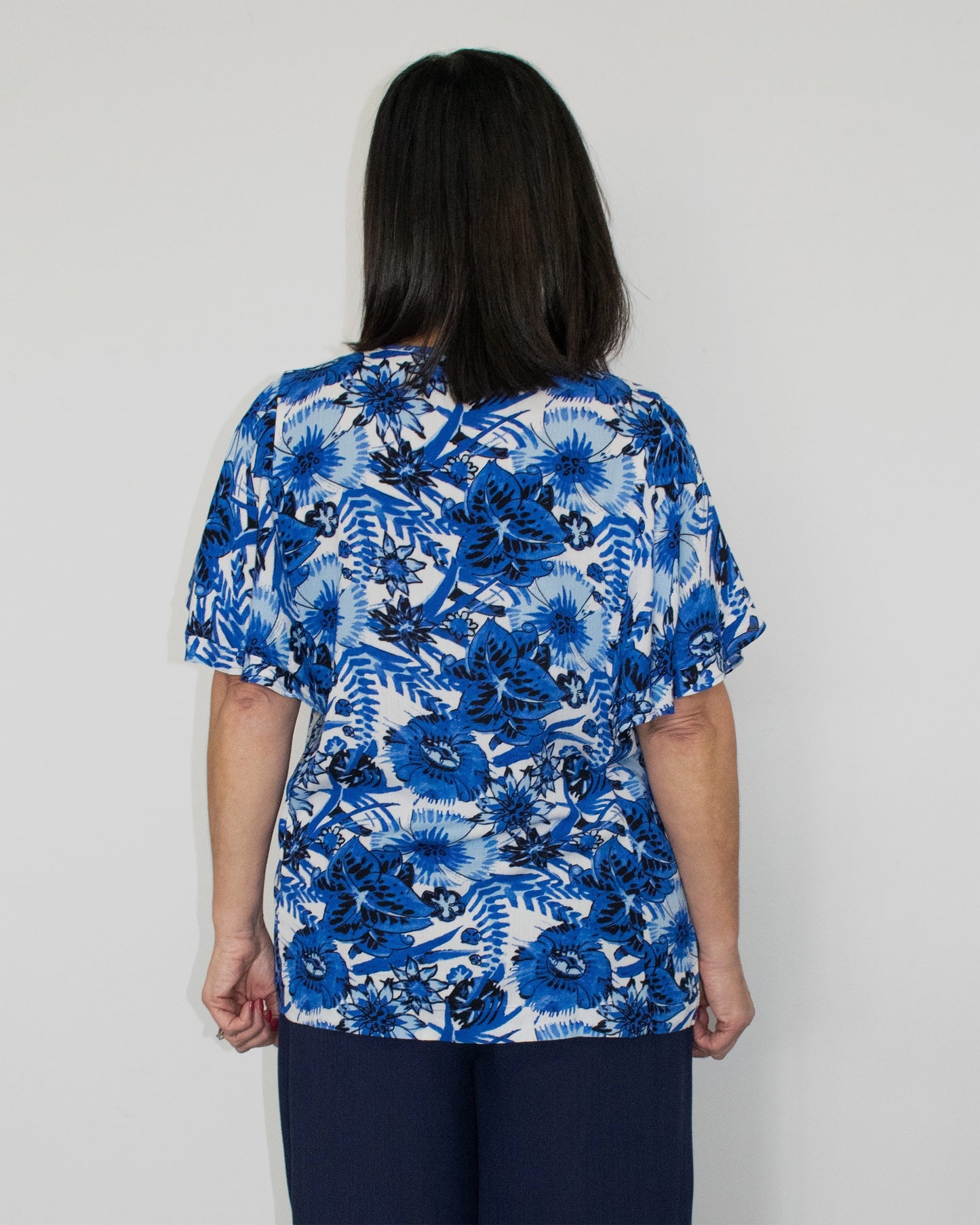 TIE FRONT TOP W/ TUNIC RUFFLE SLEEVE