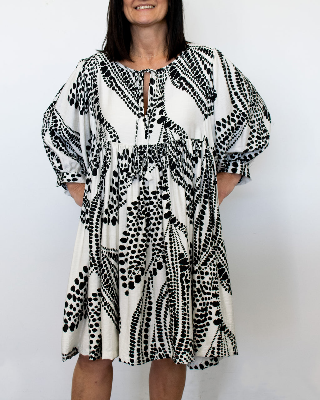 BALLOON SLEEVE BABYDOLL DRESS