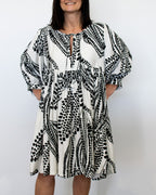 BALLOON SLEEVE BABYDOLL DRESS