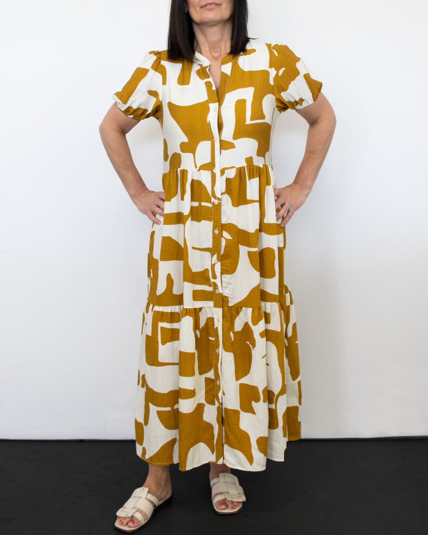 NERU COLLAR BUTTON THRU DRESS