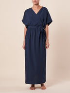 CROSSOVER DRESS W/ BATWING SLEEVE
