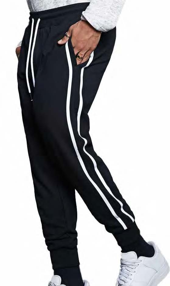 SIDE STRIPE TRACKPANTS W/ RIB CUFF