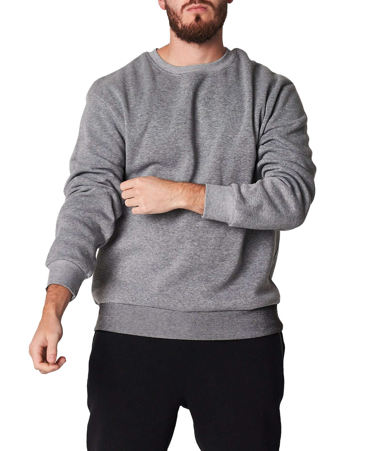 Basic Crew Neck Sweat Top - Grey Marle