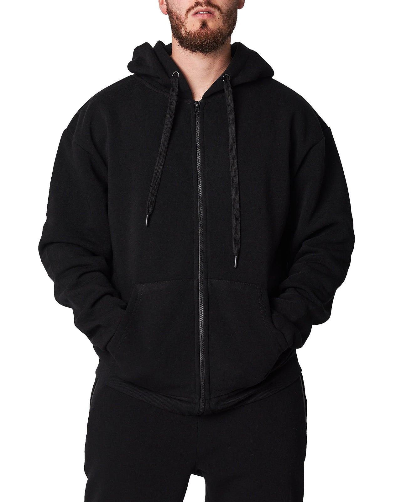 Basic Hoodie With Kanga Pocket - Black