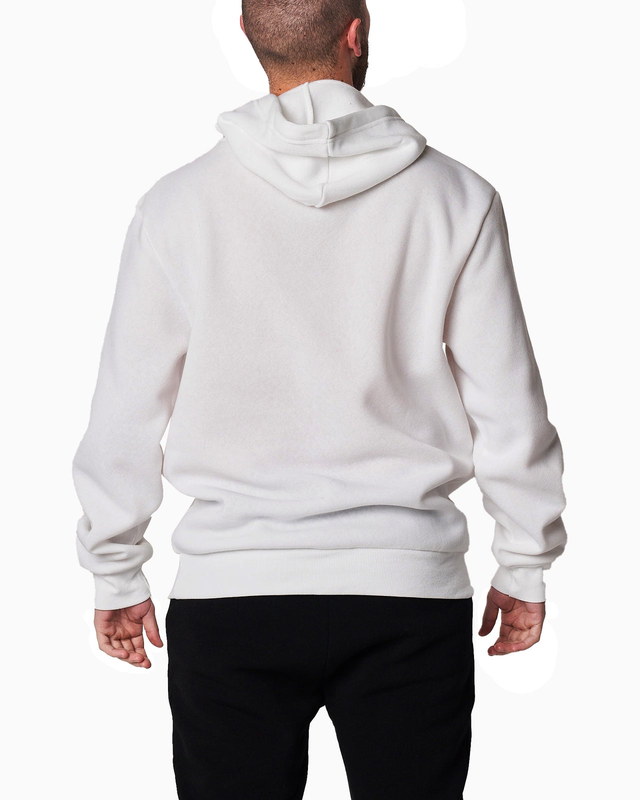 Hoodie With Kanga Pocket and Cord Detail - White