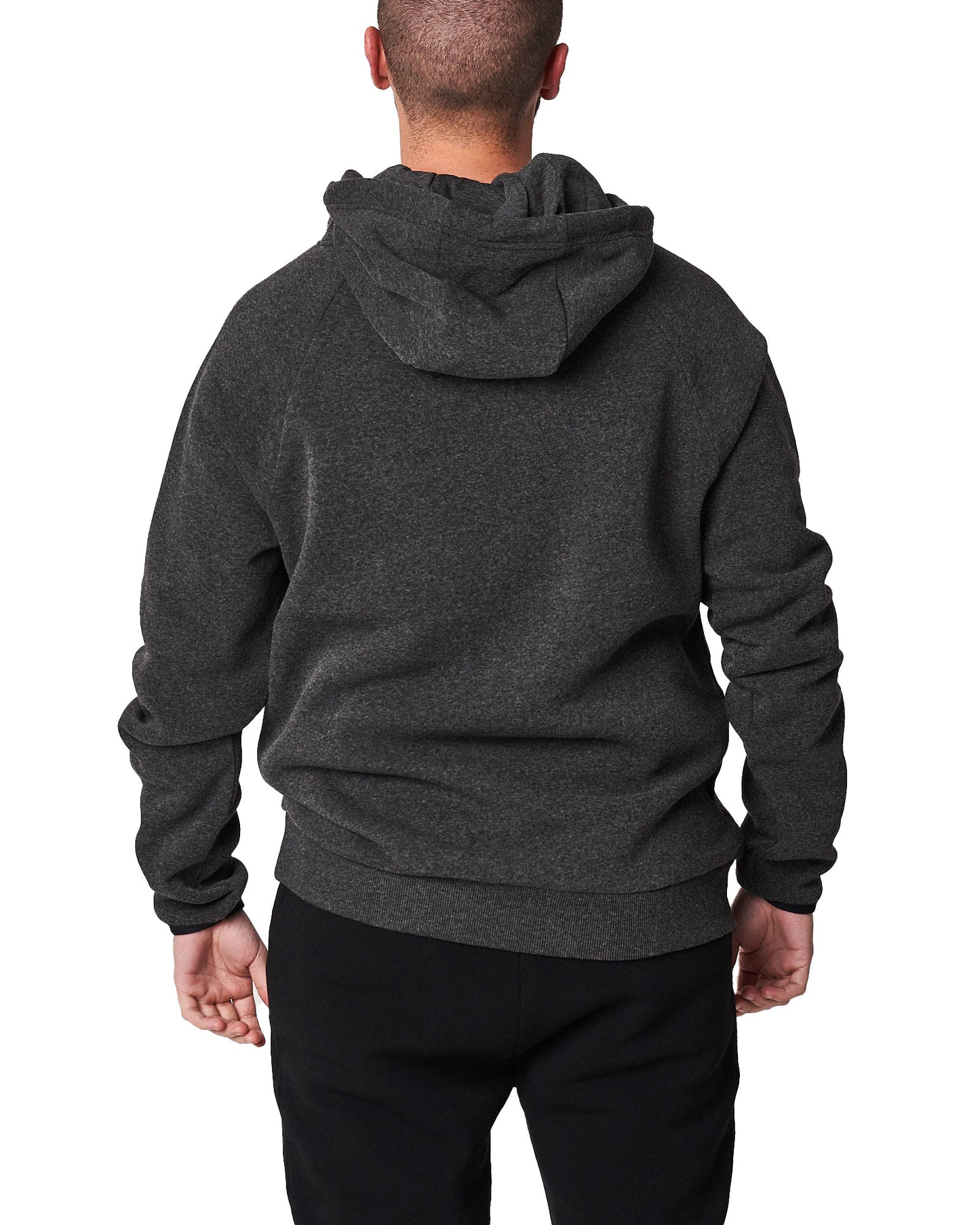 HOODIE W/ KANGA POCKET AND CORD DETAIL - CHARCOAL