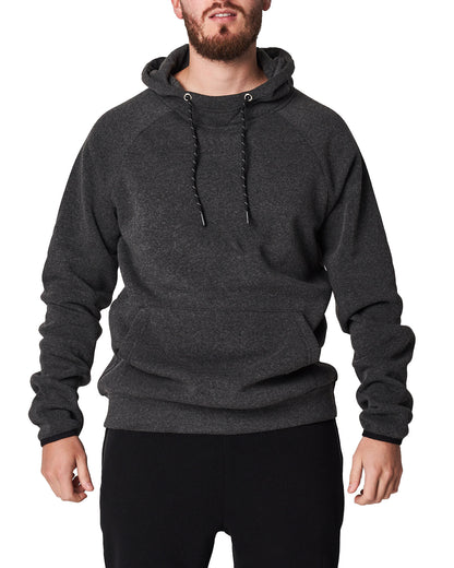 HOODIE W/ KANGA POCKET AND CORD DETAIL - CHARCOAL