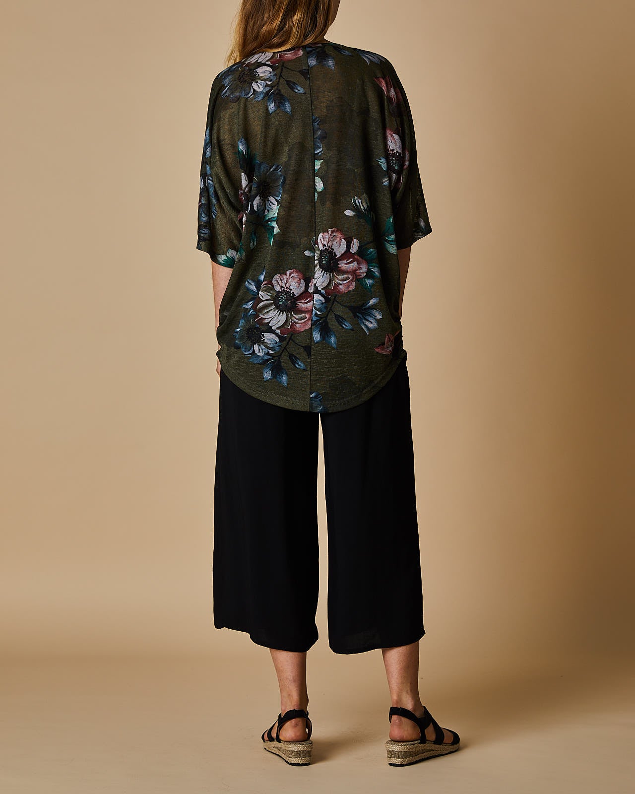 3/4 Sleeve Zip Front Top