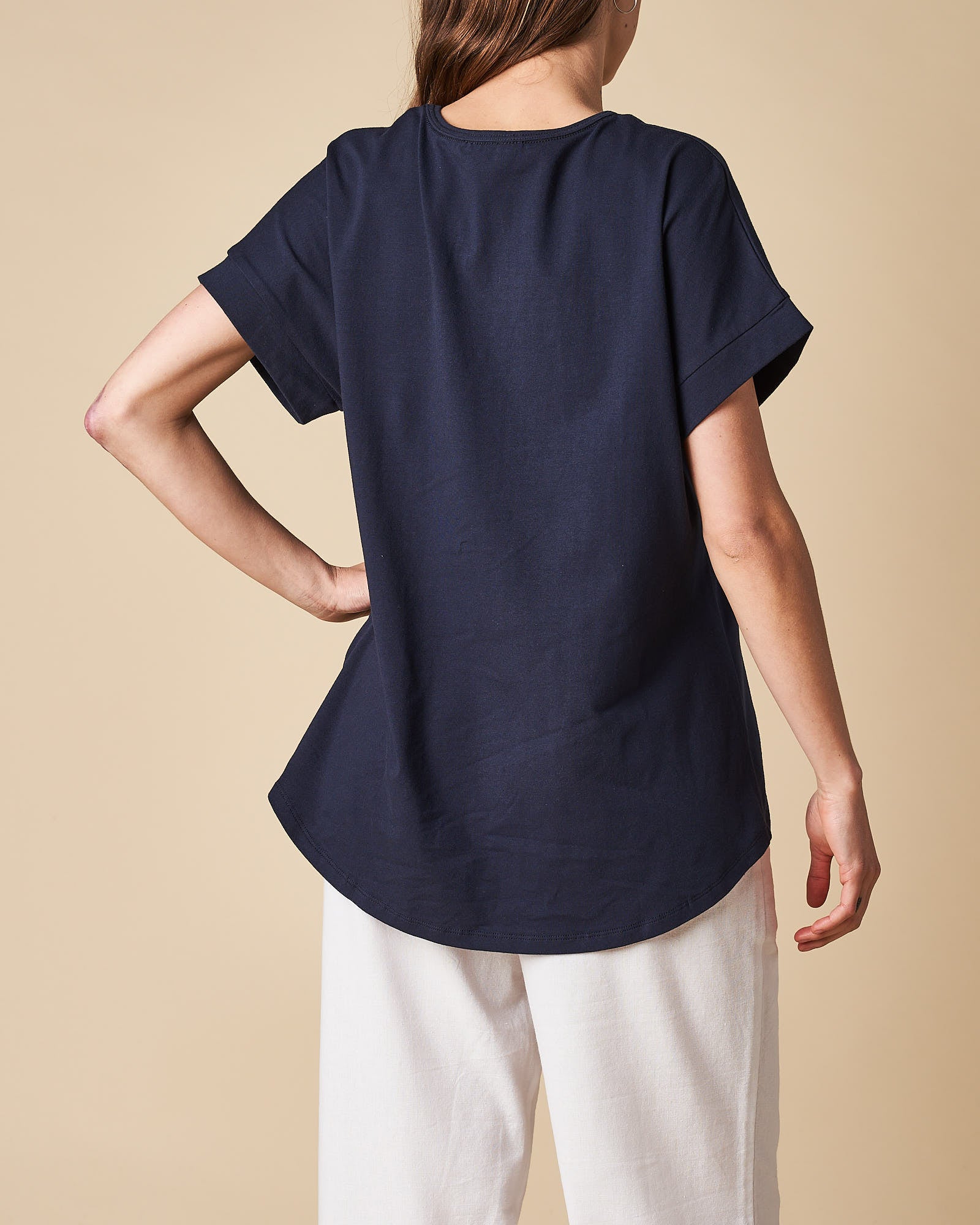 V-Neck Low Sleeve Trim Tee