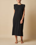 PADDED SHOULDER MAXI DRESS
