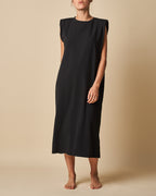 PADDED SHOULDER MAXI DRESS