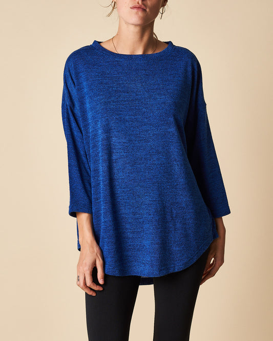 ZIP BACK TOP W/ CURVED HEMLINE