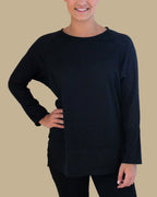 SATIN TRIM TOP - BLACK