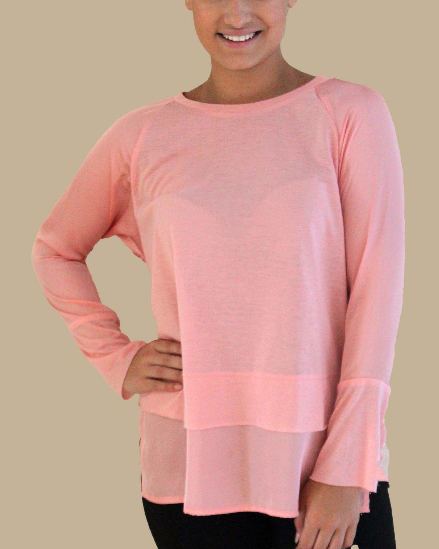 Satin Trim Top - Dusty Pink