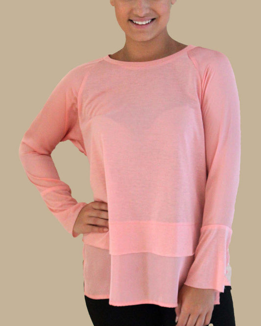 SATIN TRIM TOP - DUSTY PINK
