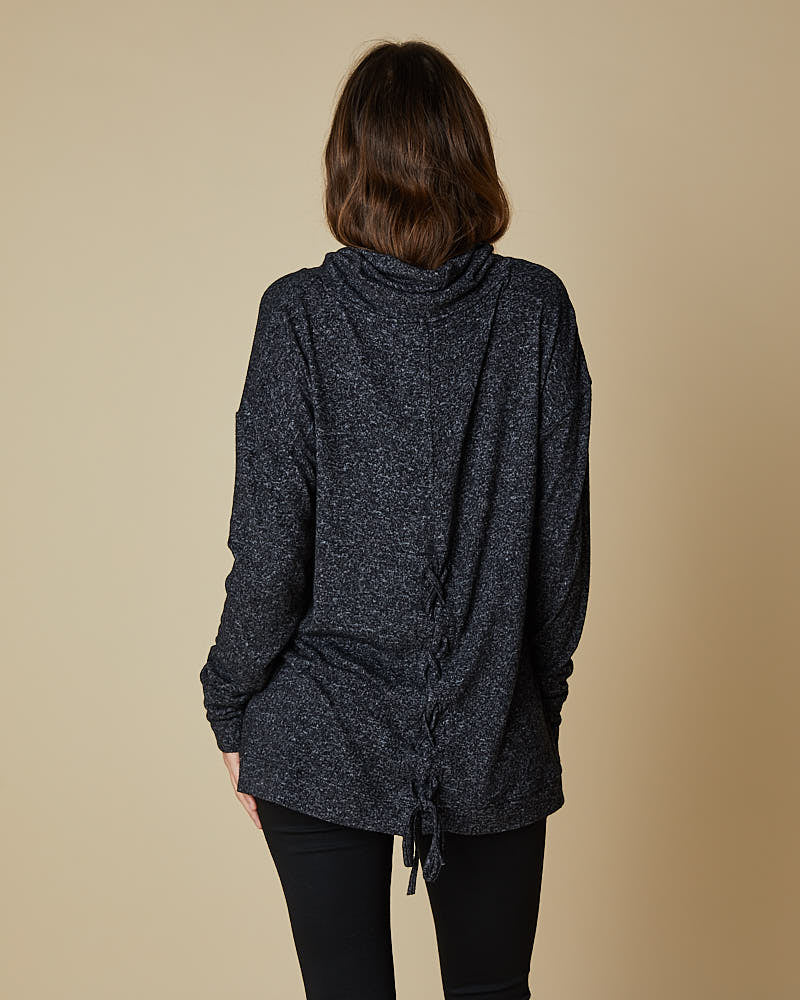 COWL NECK TOP W/ X BACK