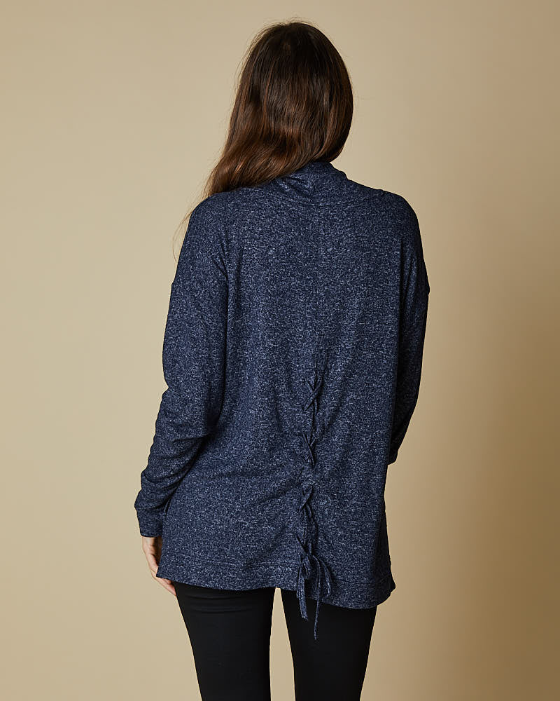 COWL NECK TOP W/ X BACK