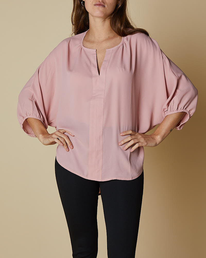 3/4 Sleeve Shirt V-Neck Top - Musk