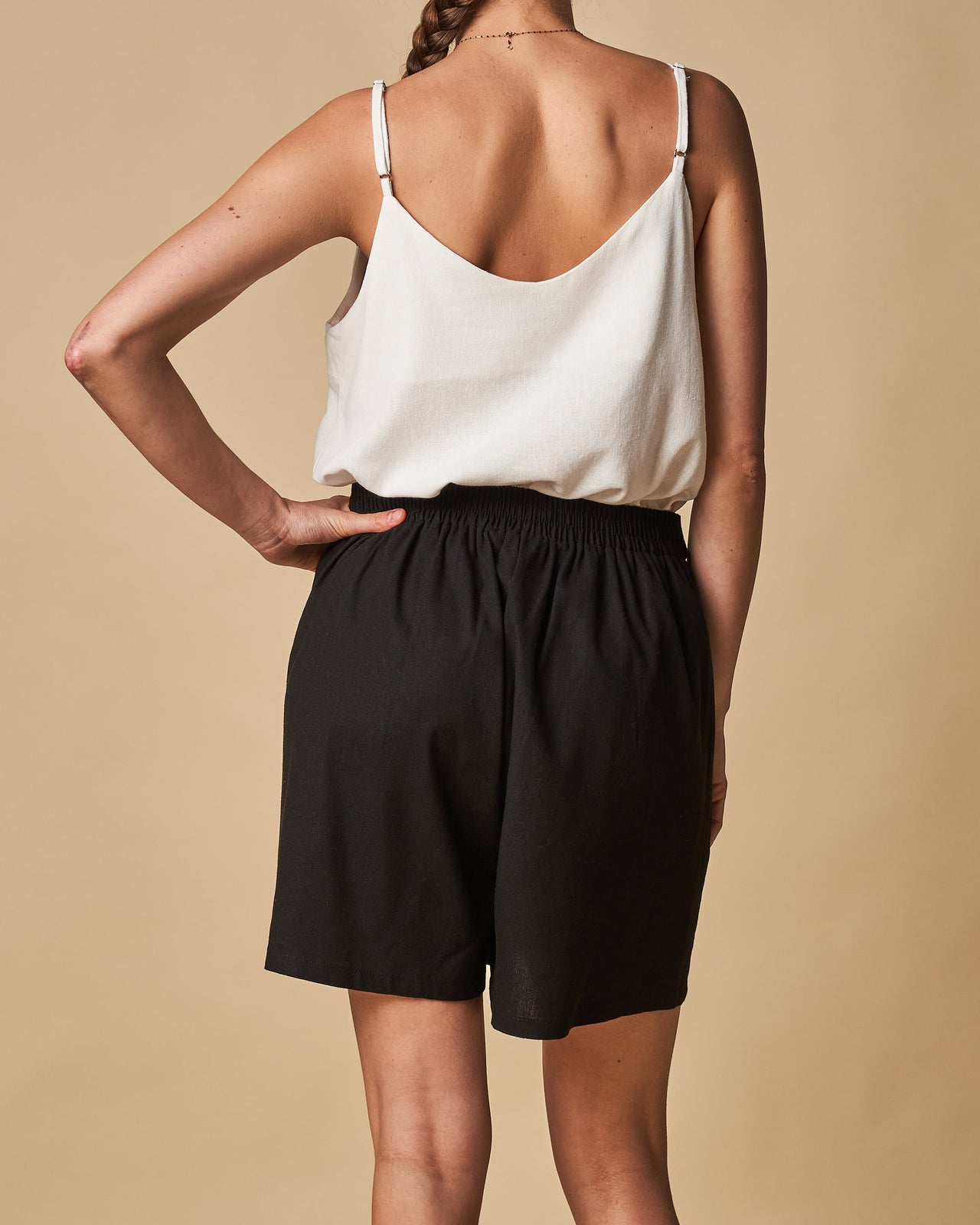 Tie Waist Elastic Back Short