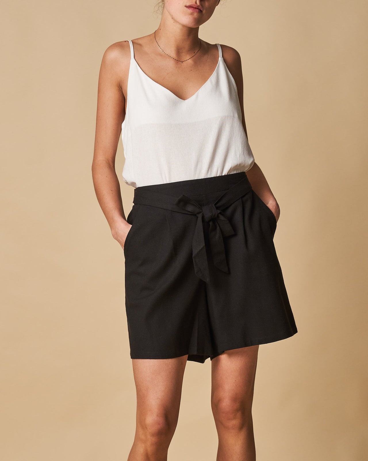 Tie Waist Elastic Back Short
