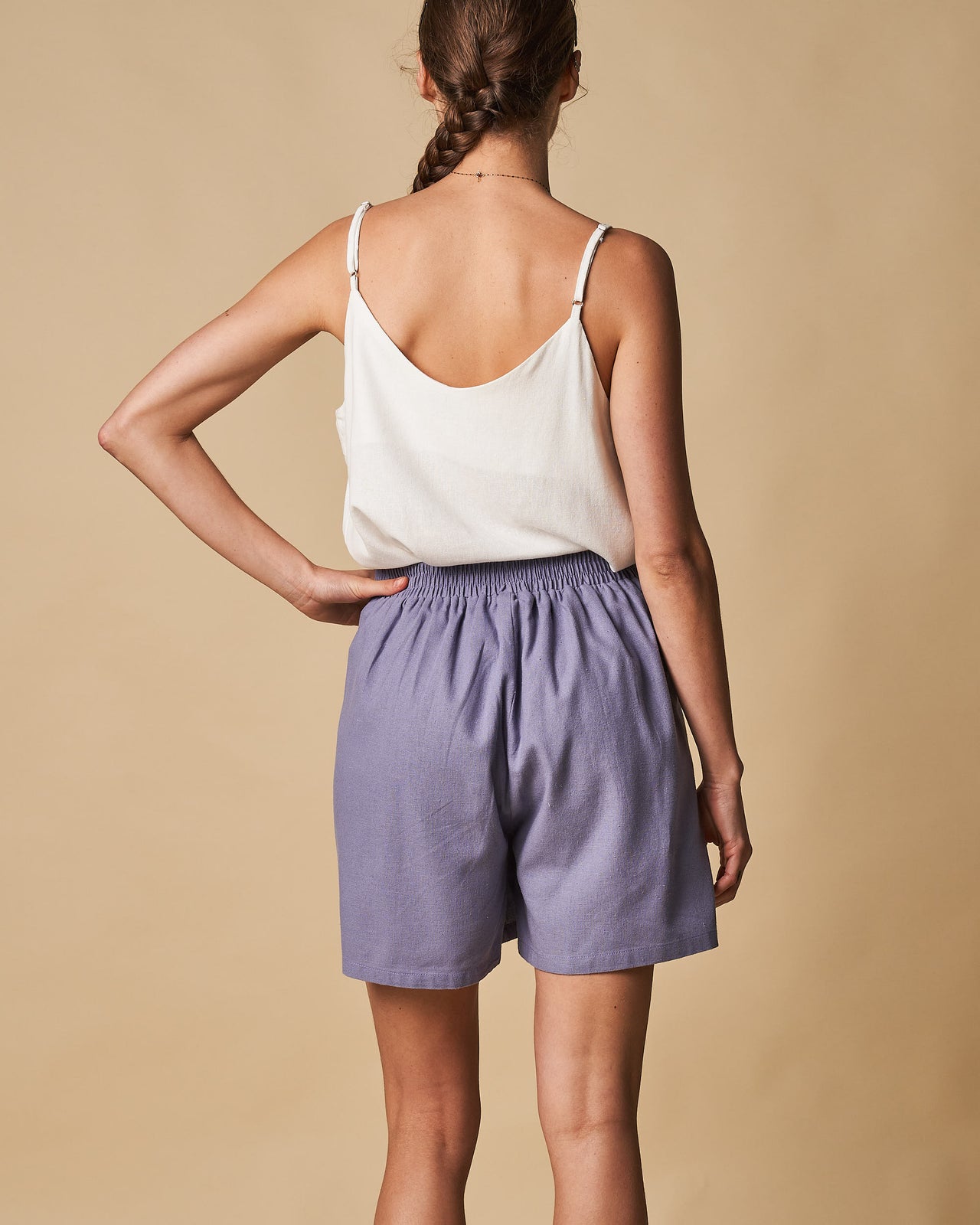 Tie Waist Elastic Back Short
