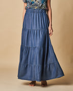 TIERED TENCEL MAXI SKIRT