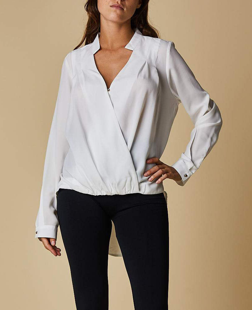 Drape Front Shirt - White