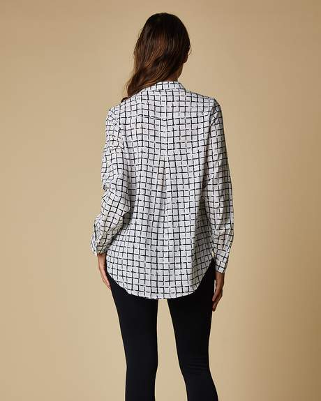 Drape Front Shirt - Black and White Check