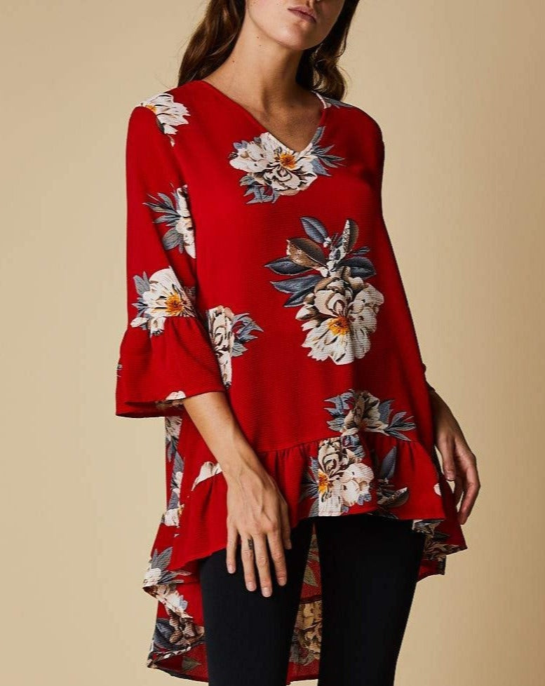 V-Neck Frill Sleeve Top