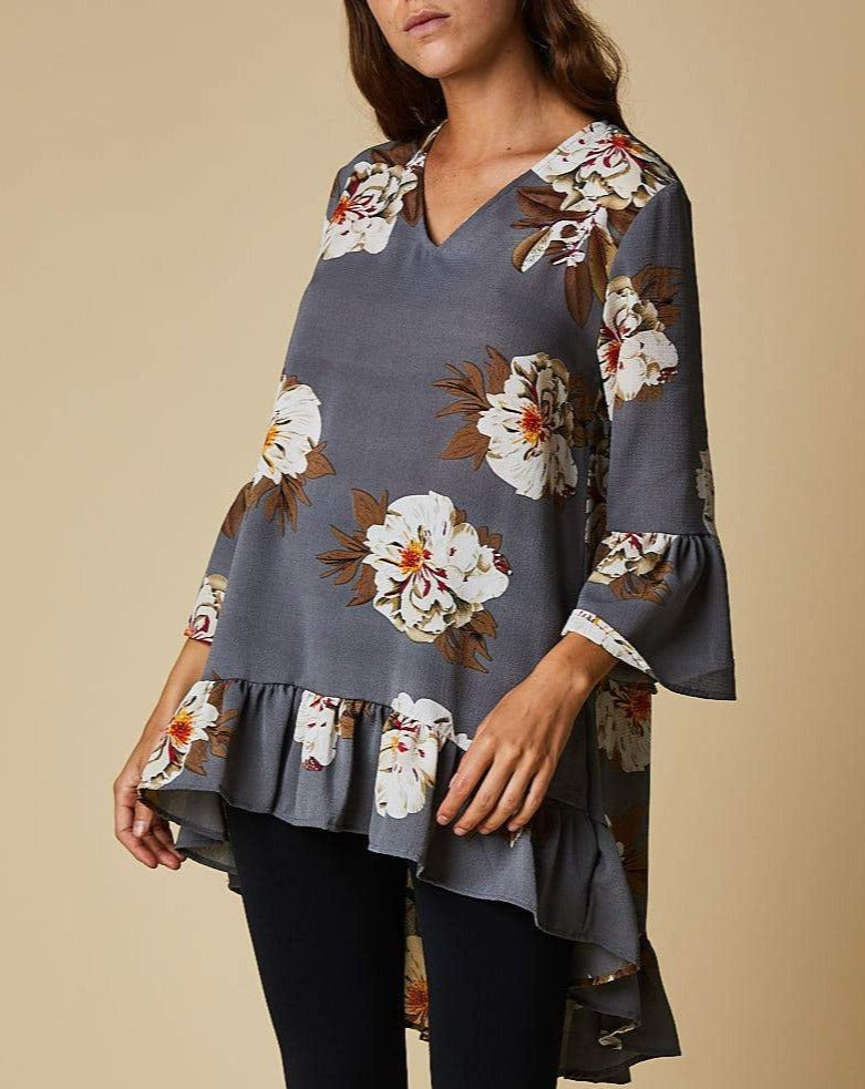 V-neck Frill Sleeve Top