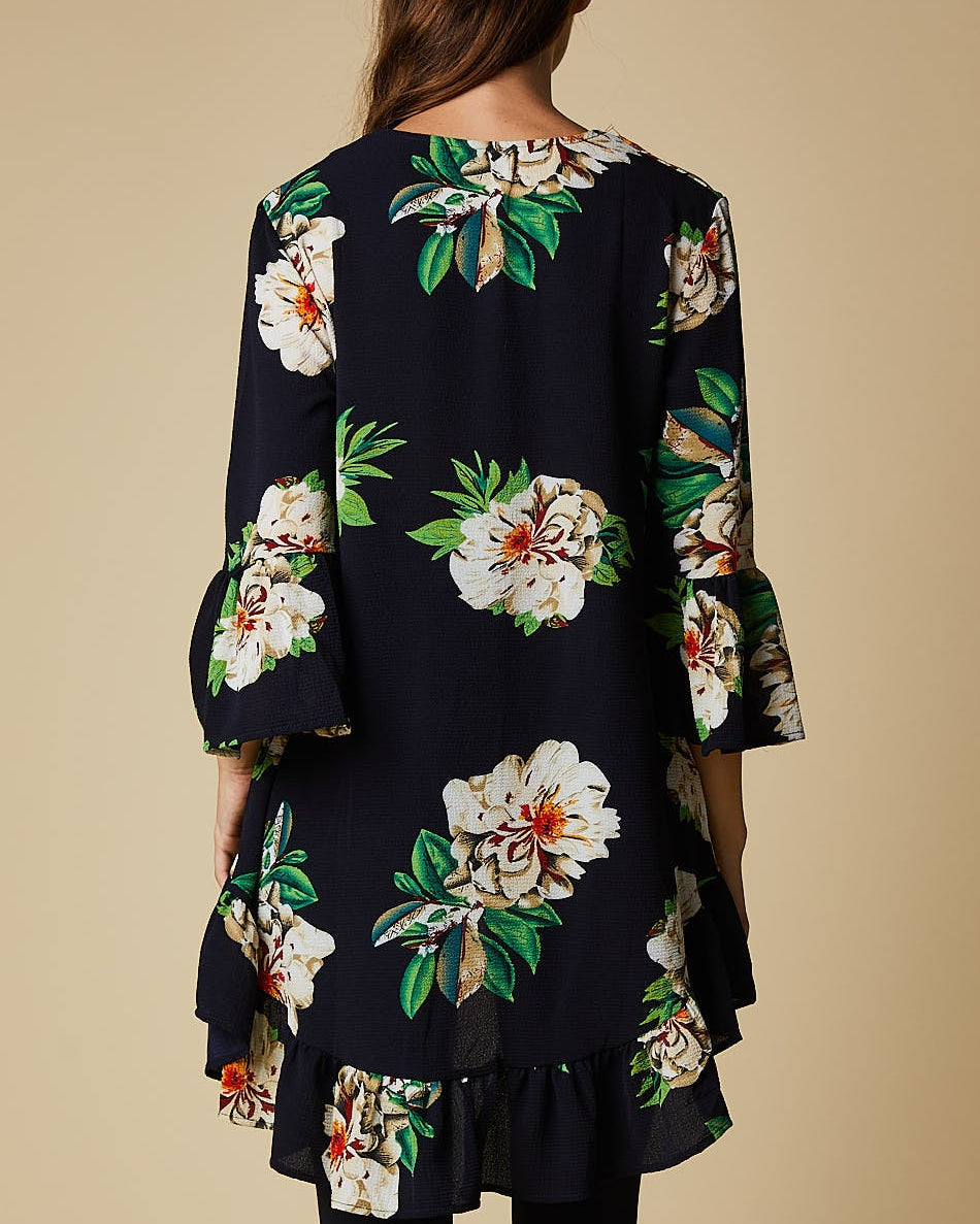 V-Neck Frill Sleeve Top