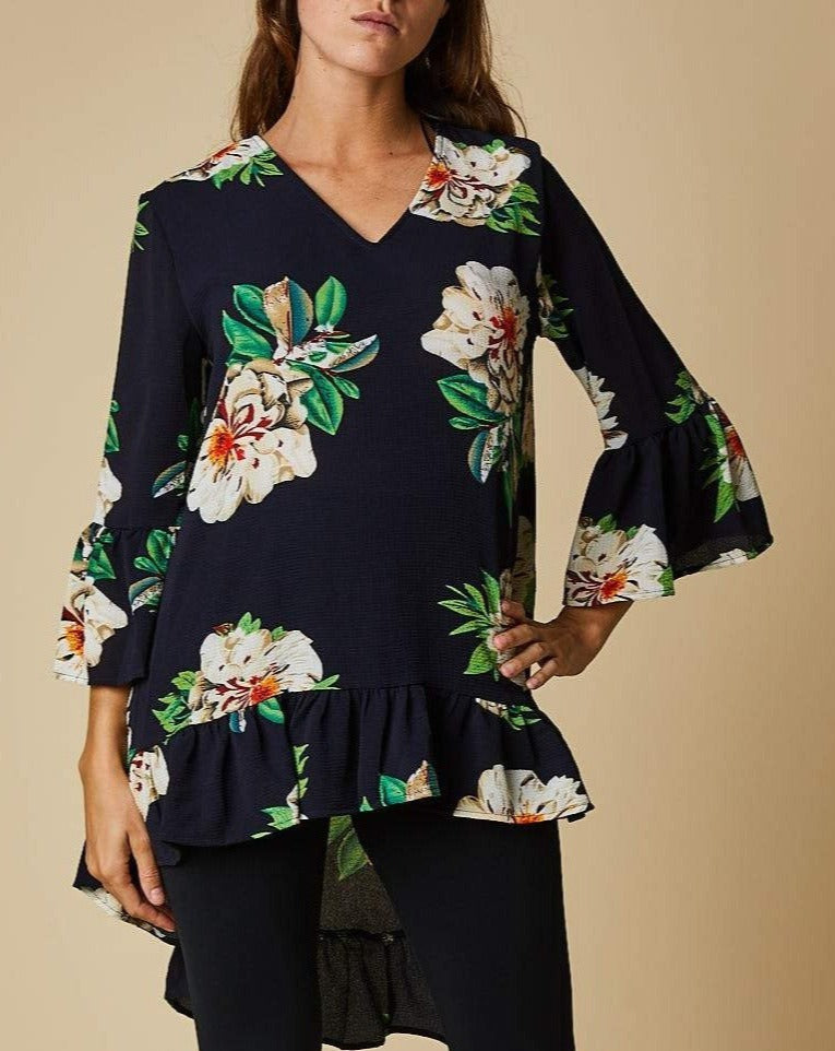 V-Neck Frill Sleeve Top