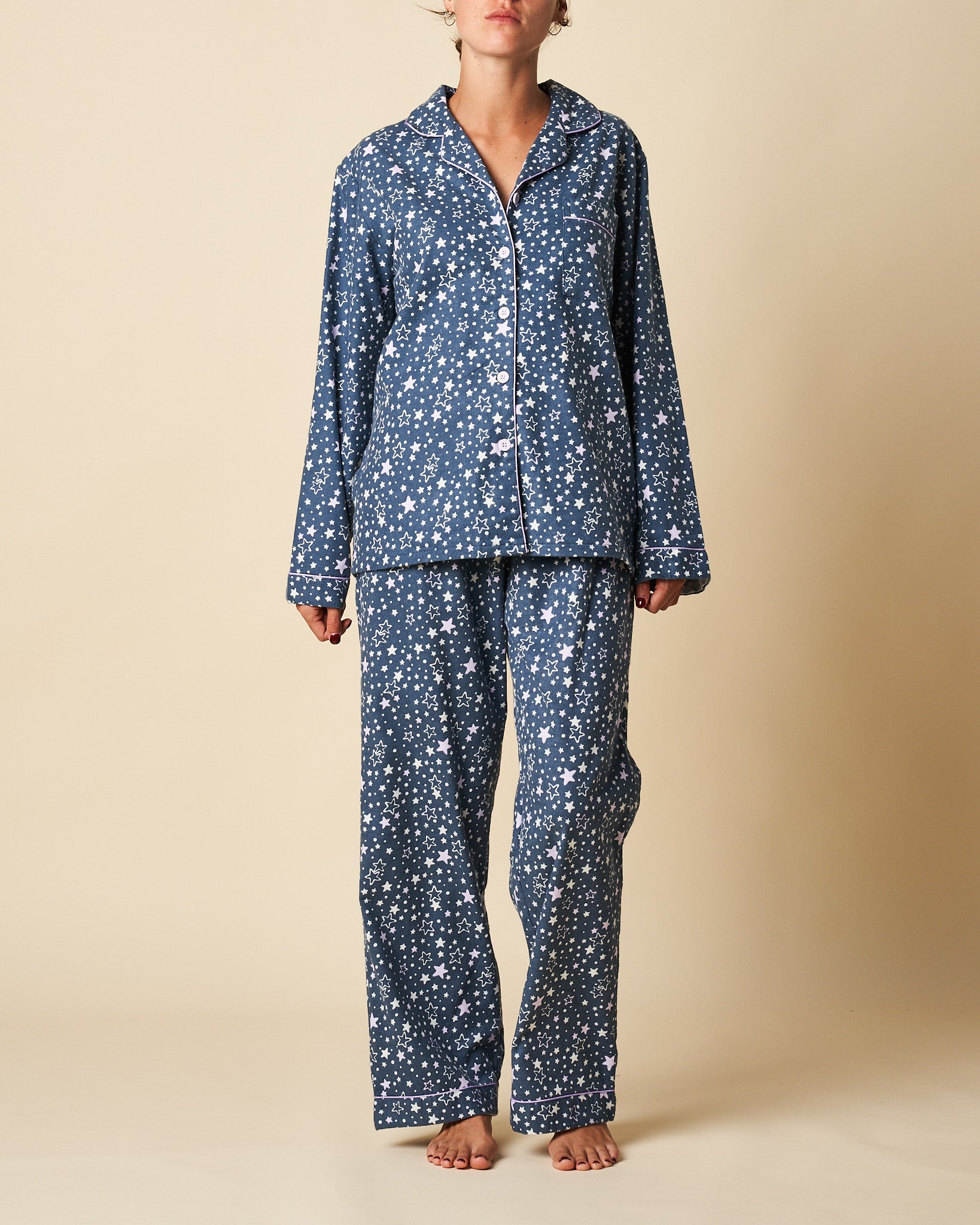 Star Print Flannelette Pj Set