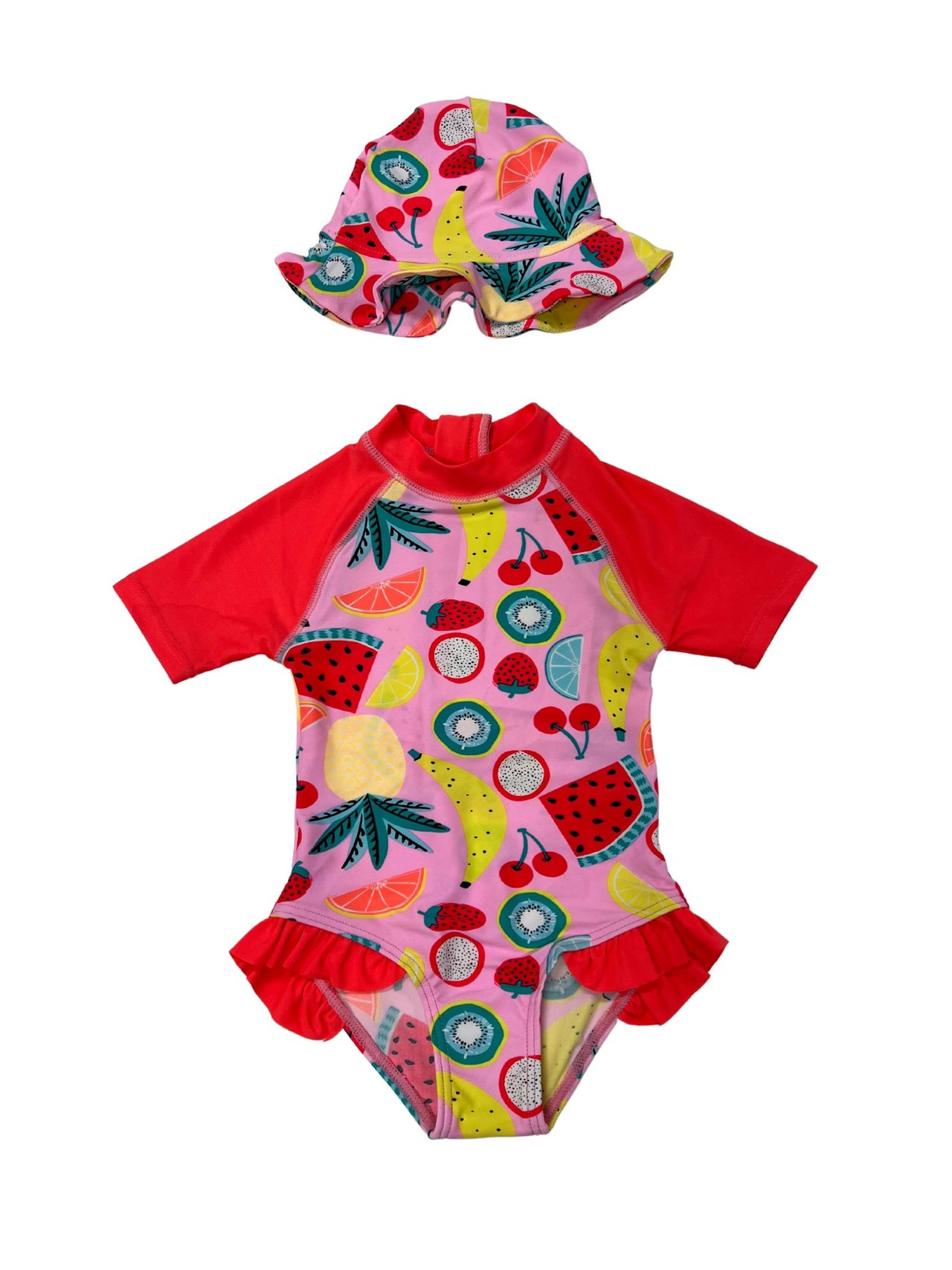 Infant Girls Rash Suit & Hat Set